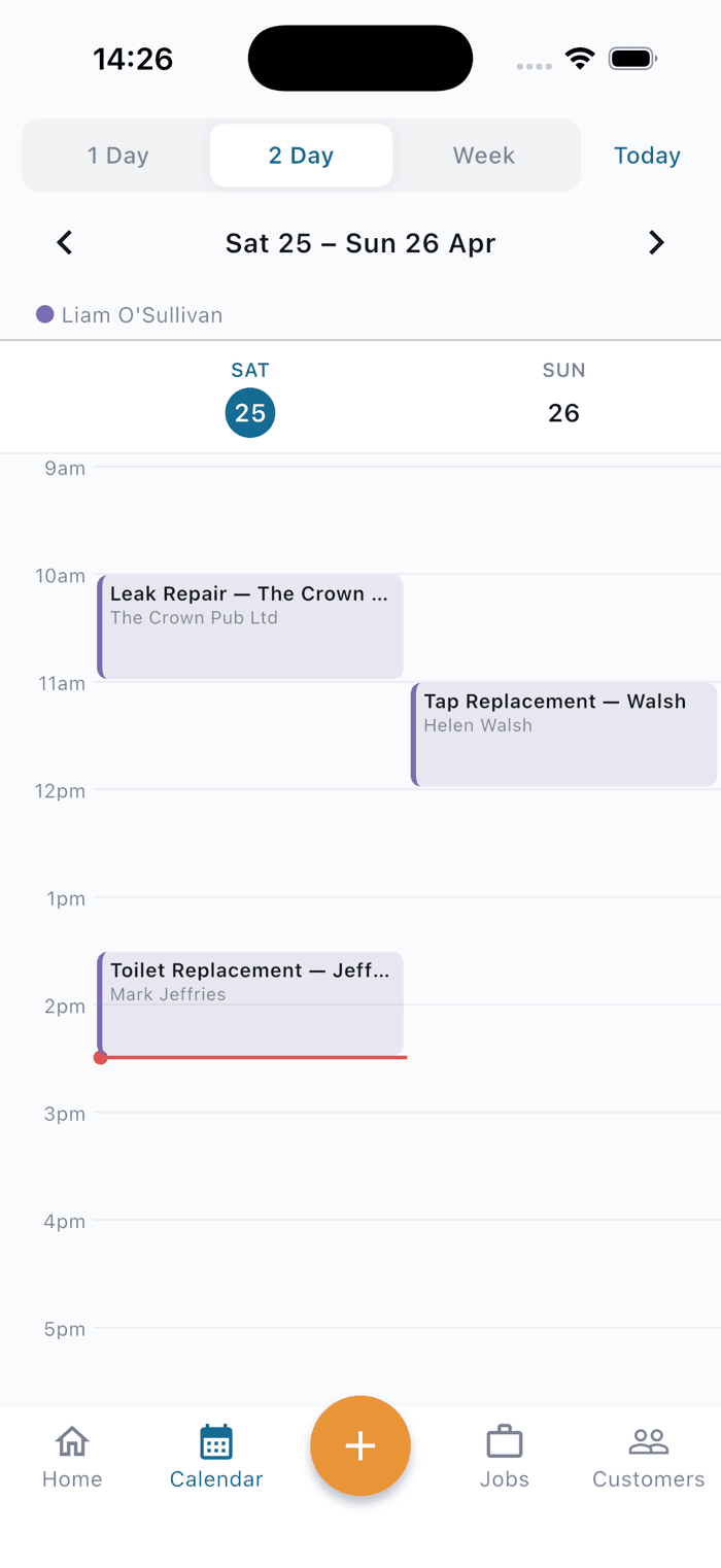 Plumber calendar