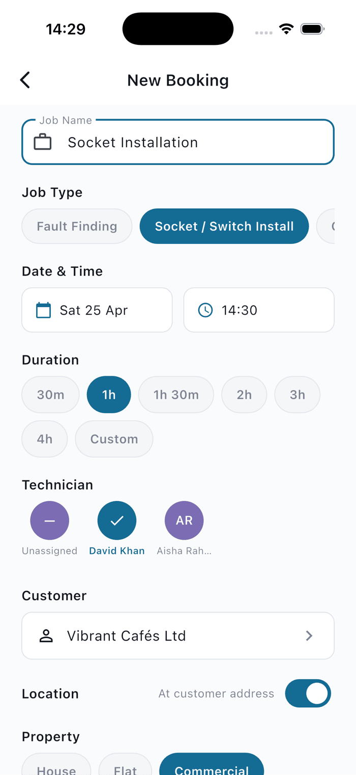 New booking — Plumber