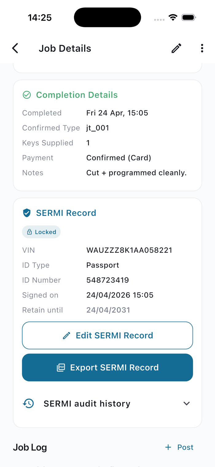 SERMI audit record